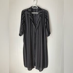 Rue 21 Black and White Patterned Lightweight Duster Blazer/Cardigan